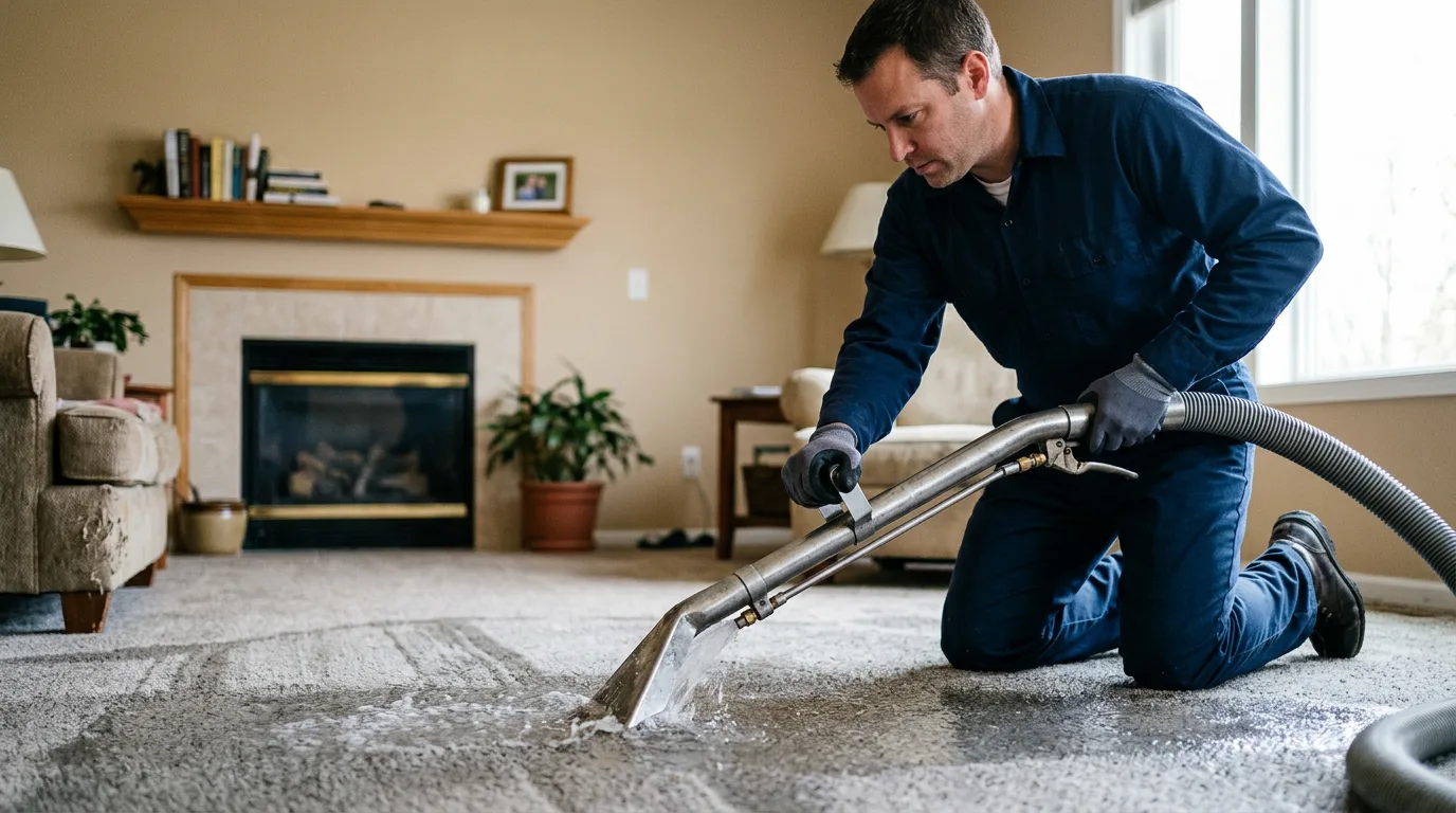 Water damage restoration technician working near Browning, IL